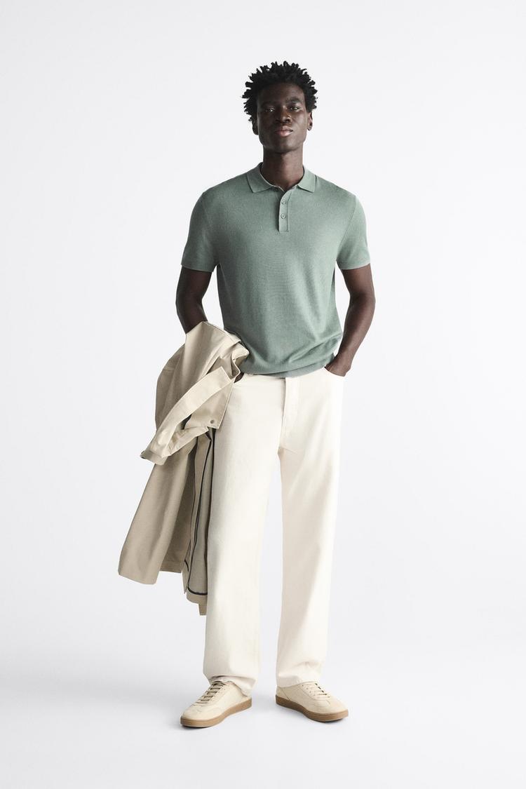 VISCOSE BLEND KNIT POLO SHIRT
