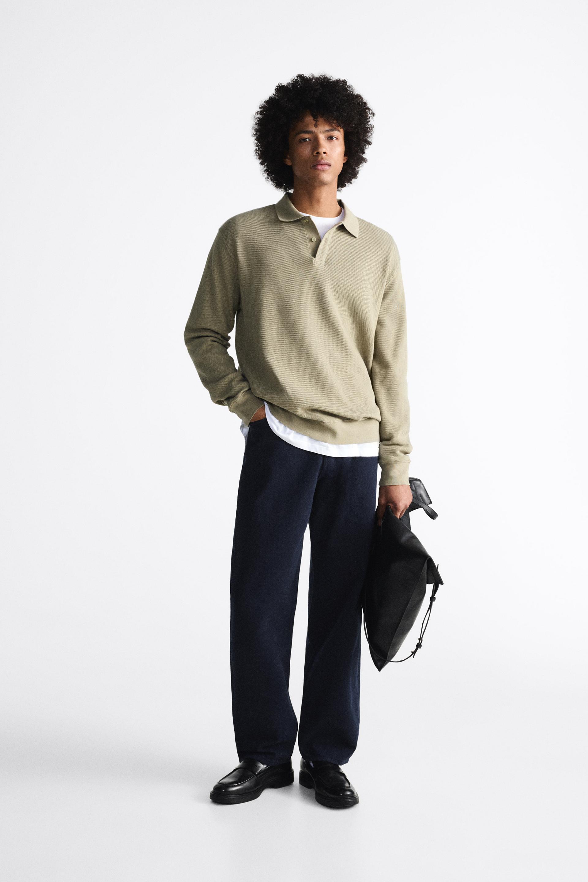 Polo Shirt in Textured Knit with Short Sleeves main image 0