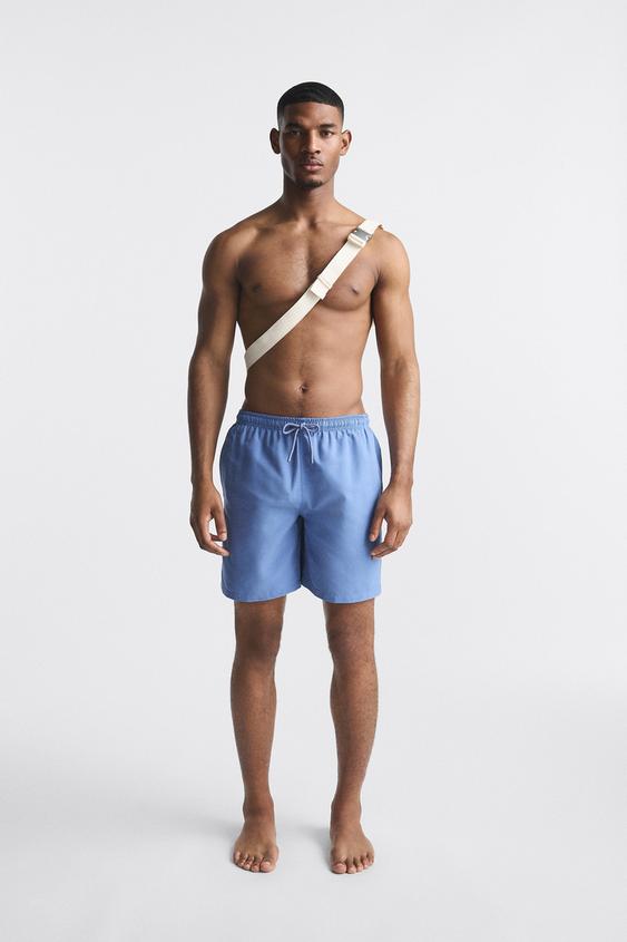 LONG SWIMMING TRUNKS Light blue ZARA Australia