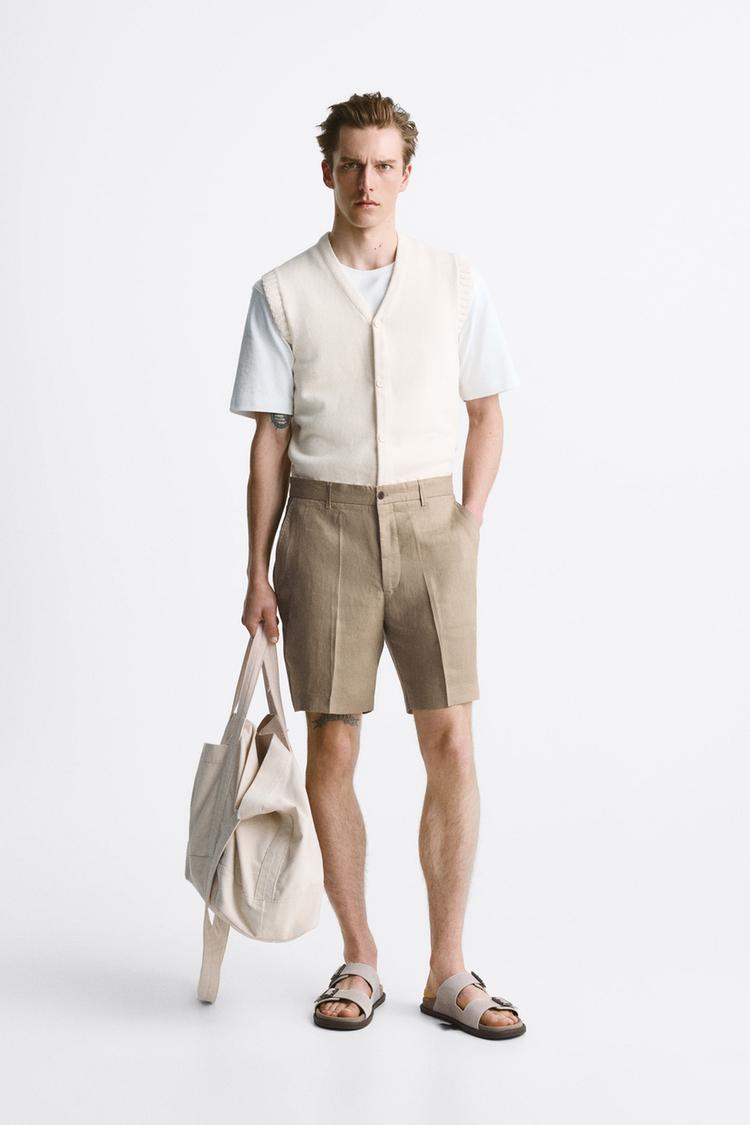 100% LINEN BERMUDA SHORTS