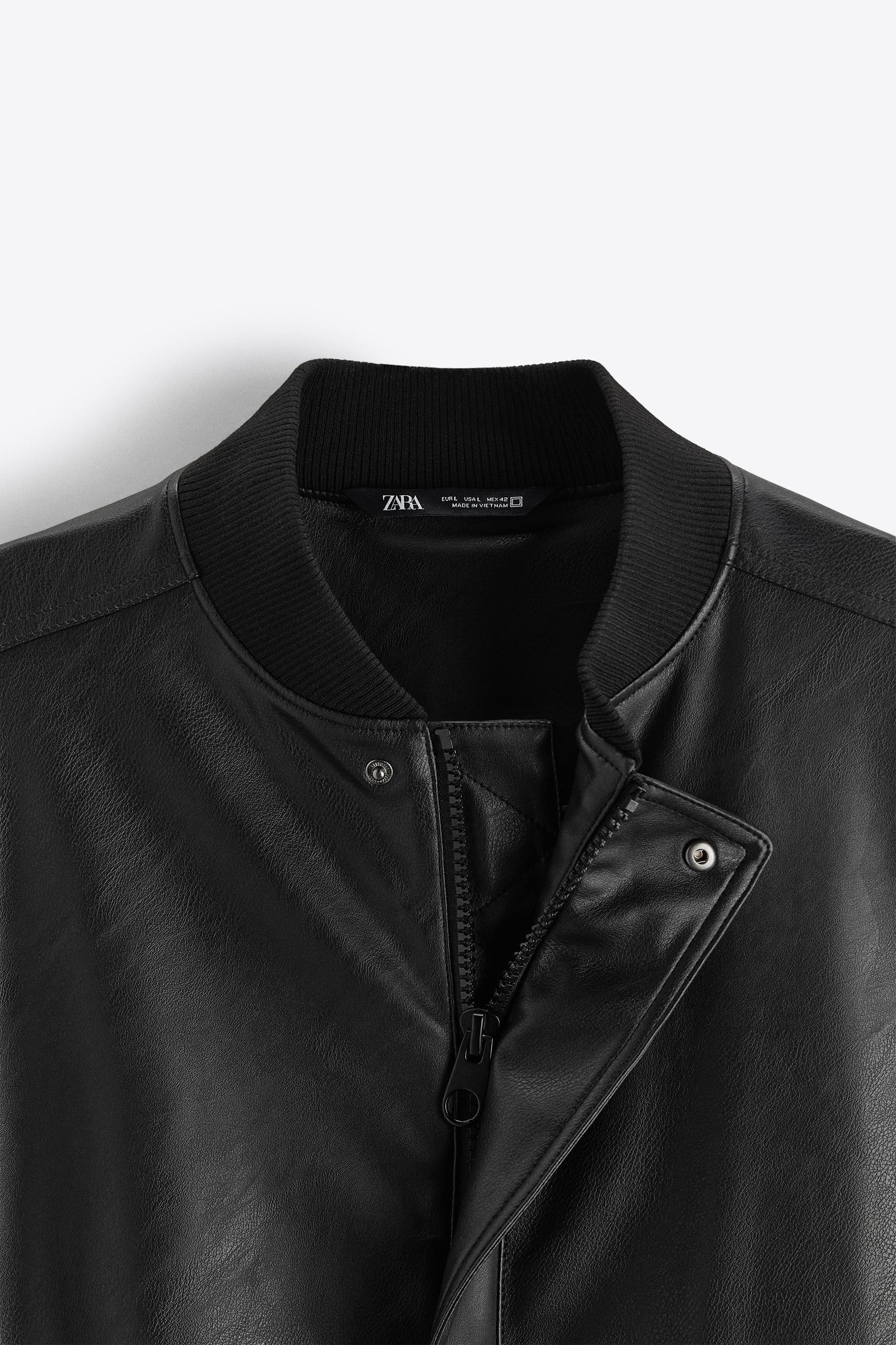 Zara FAUX LEATHER BOMBER JACKET Square One