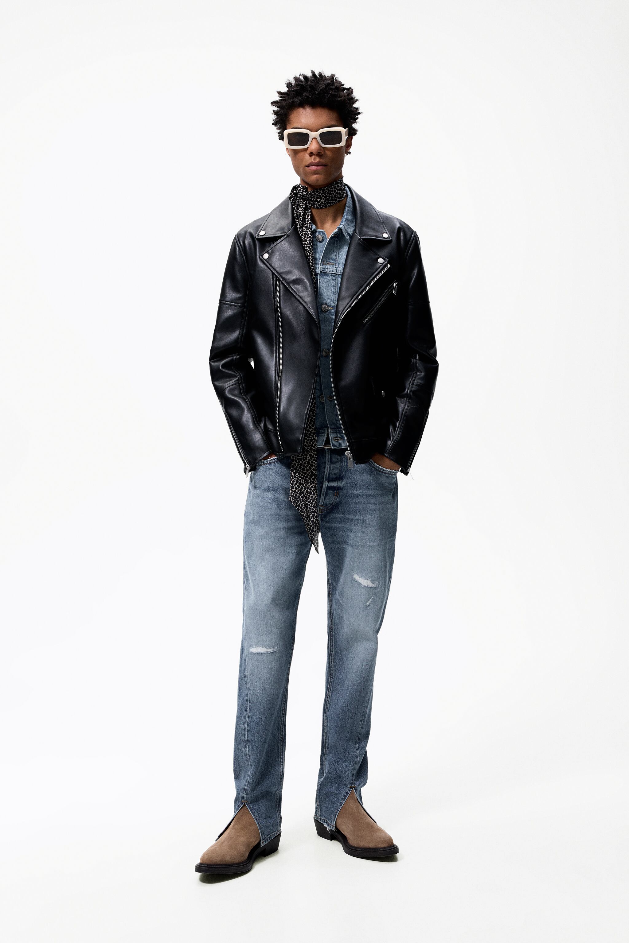 faux leather biker jacket | Square One