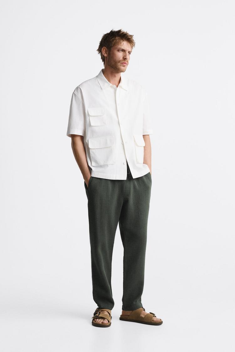 LINEN-EFFECT TROUSERS