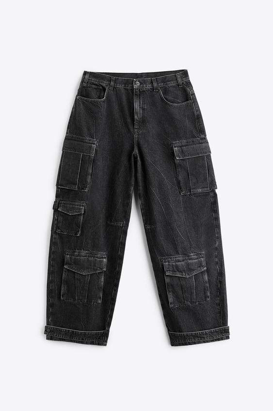 UTILITY CARGO JEANS Black ZARA Singapore