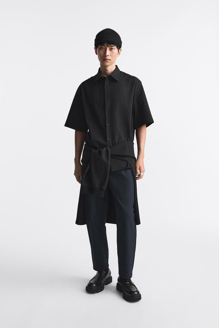 PLEATED SEERSUCKER TROUSERS