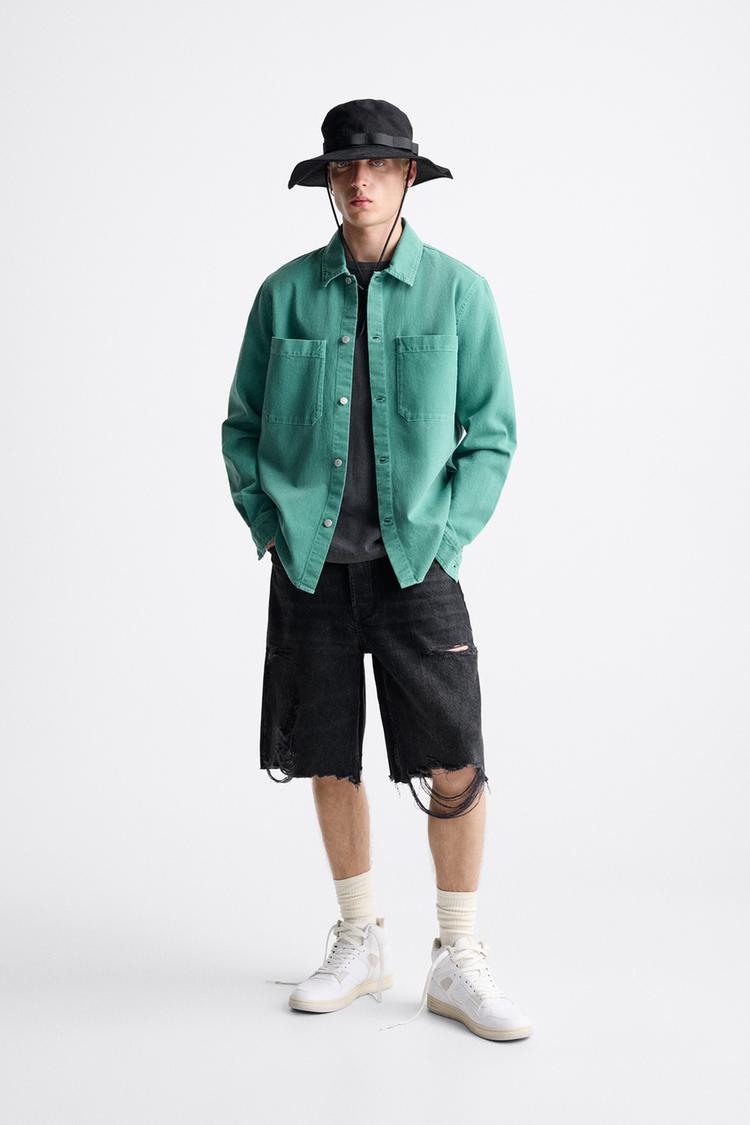 COLOURED DENIM OVERSHIRT