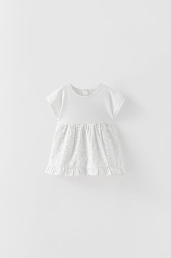 COMBINED OVERSIZE BLOUSE WITH EMBROIDERY - White | ZARA India