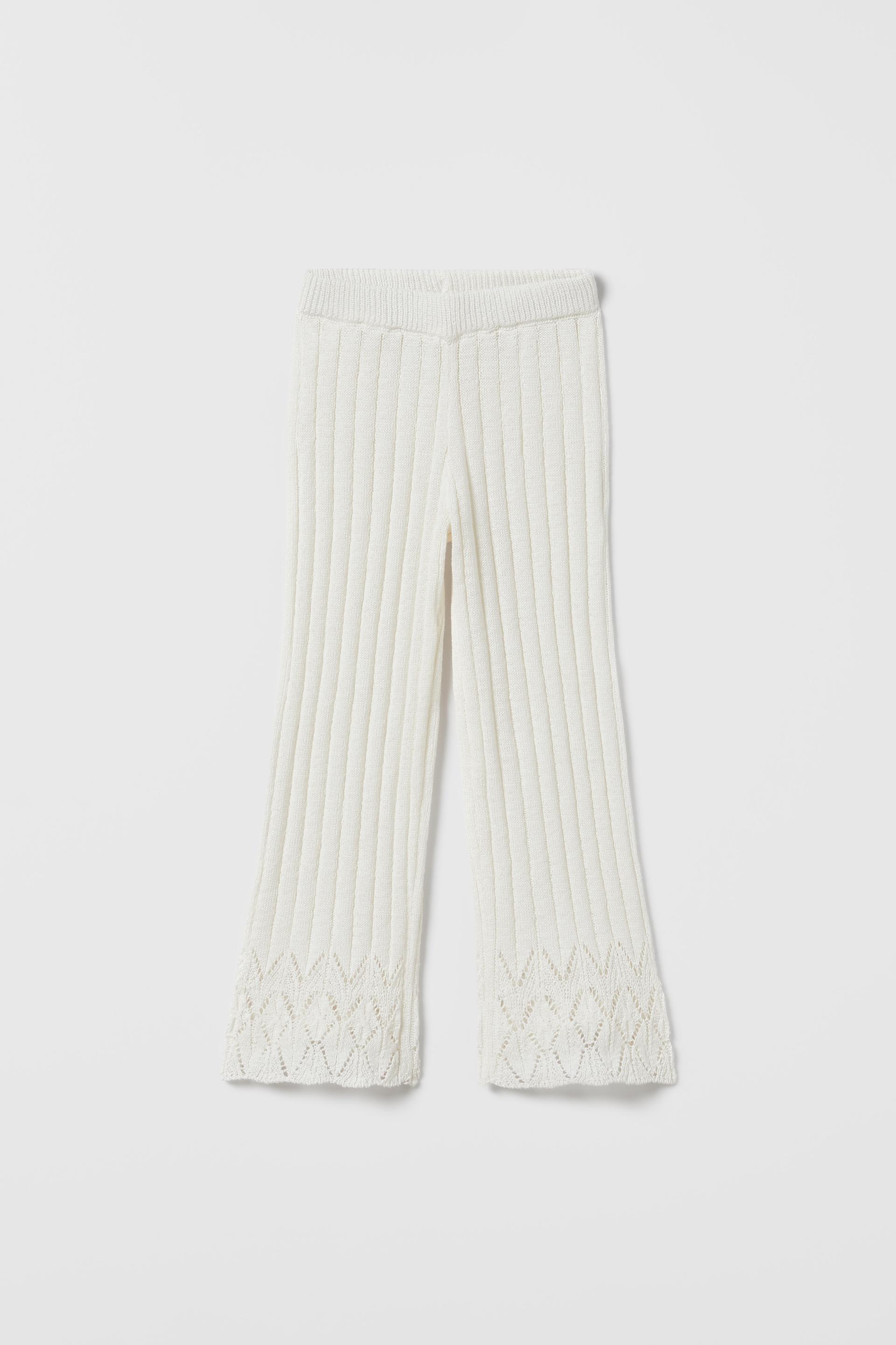 RIBBED OPEN KNIT TROUSERS - Ecru | ZARA Ireland
