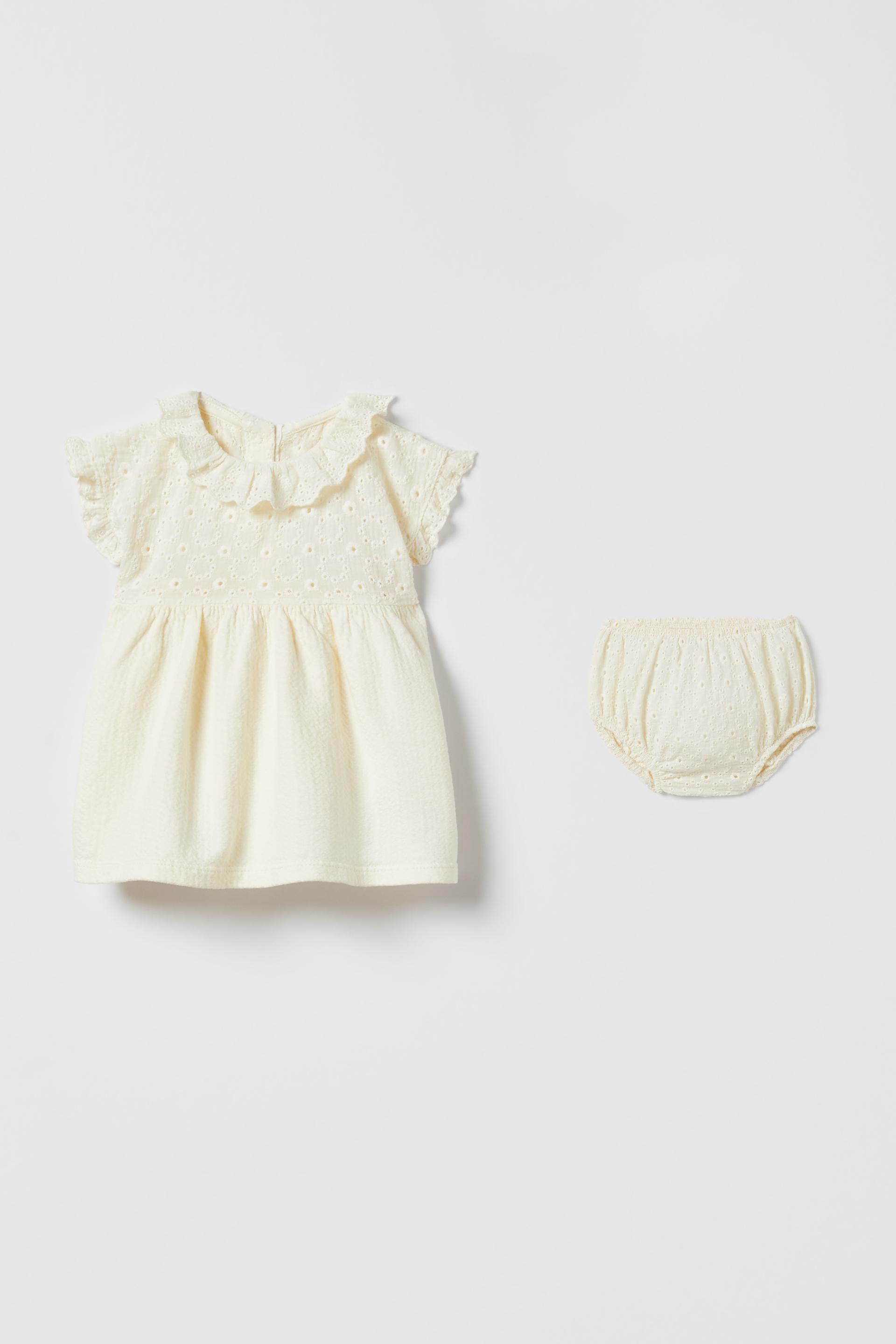 MATCHING EMBROIDERED DRESS Ecru ZARA New Zealand