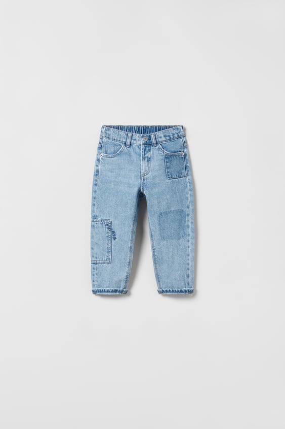 PATCHED JEANS - Mid-blue | ZARA Cambodia