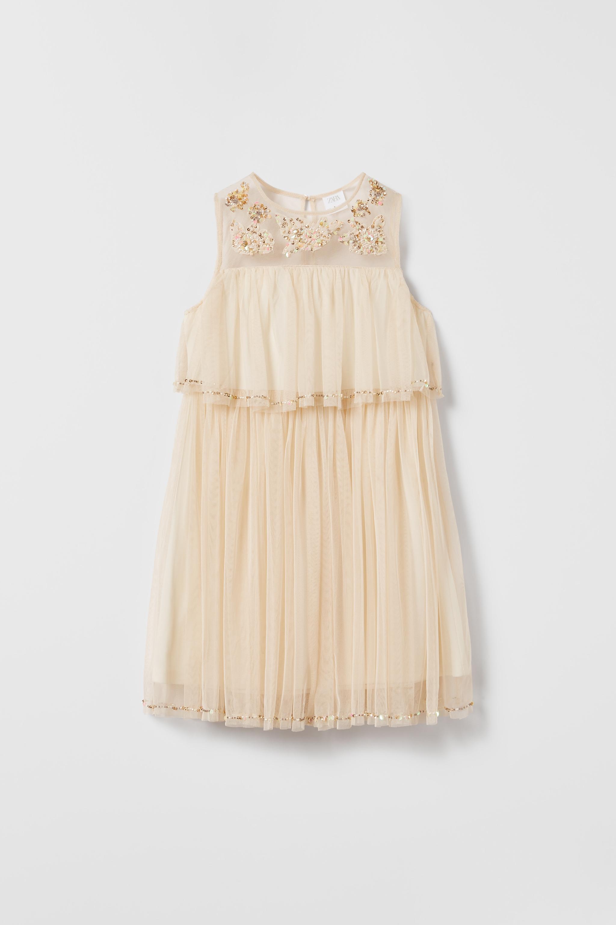 Zara RHINESTONE EMBROIDERED TULLE DRESS Square One