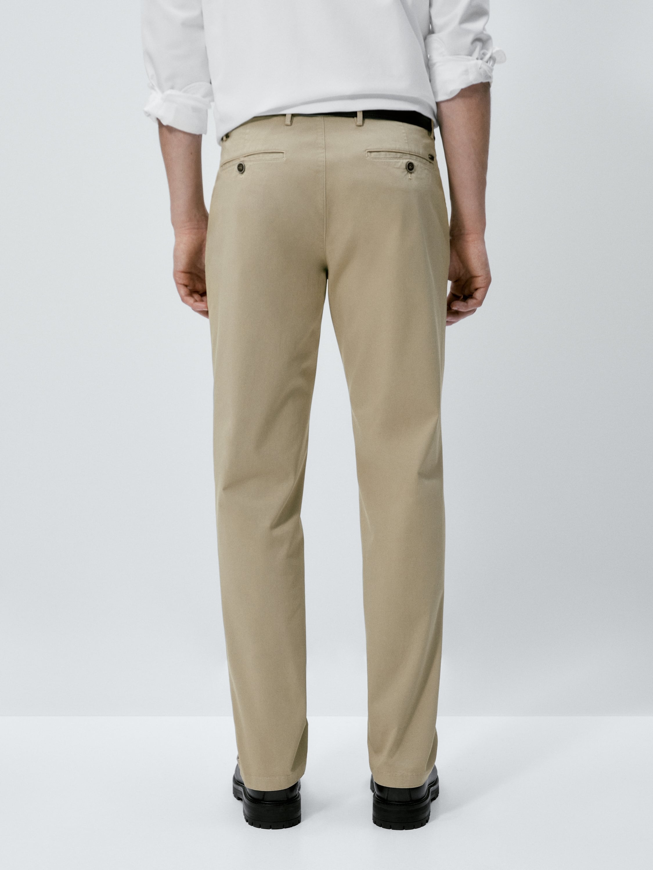 Regular fit cotton blend chino trousers