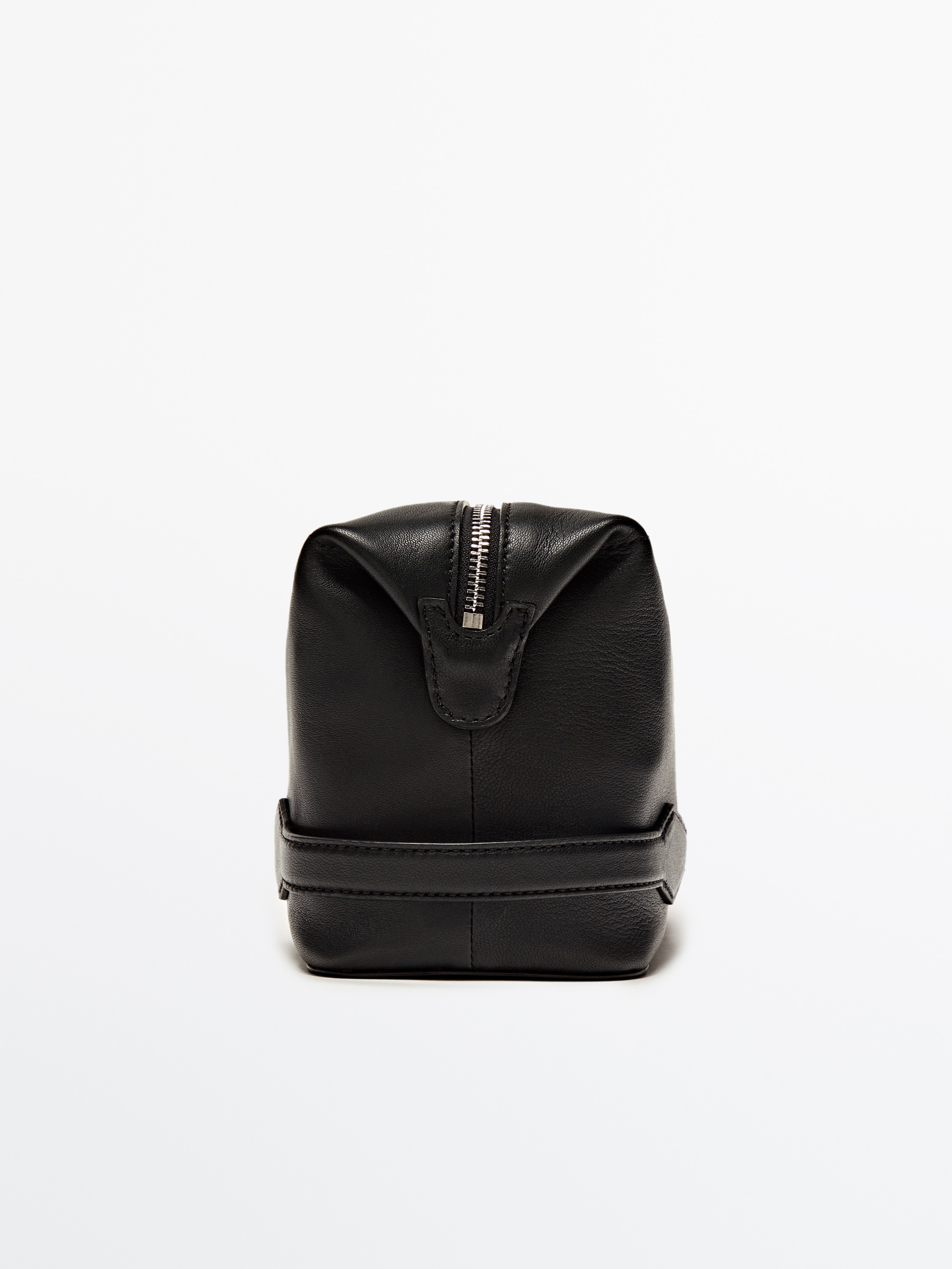 Nappa leather toiletry bag with zip