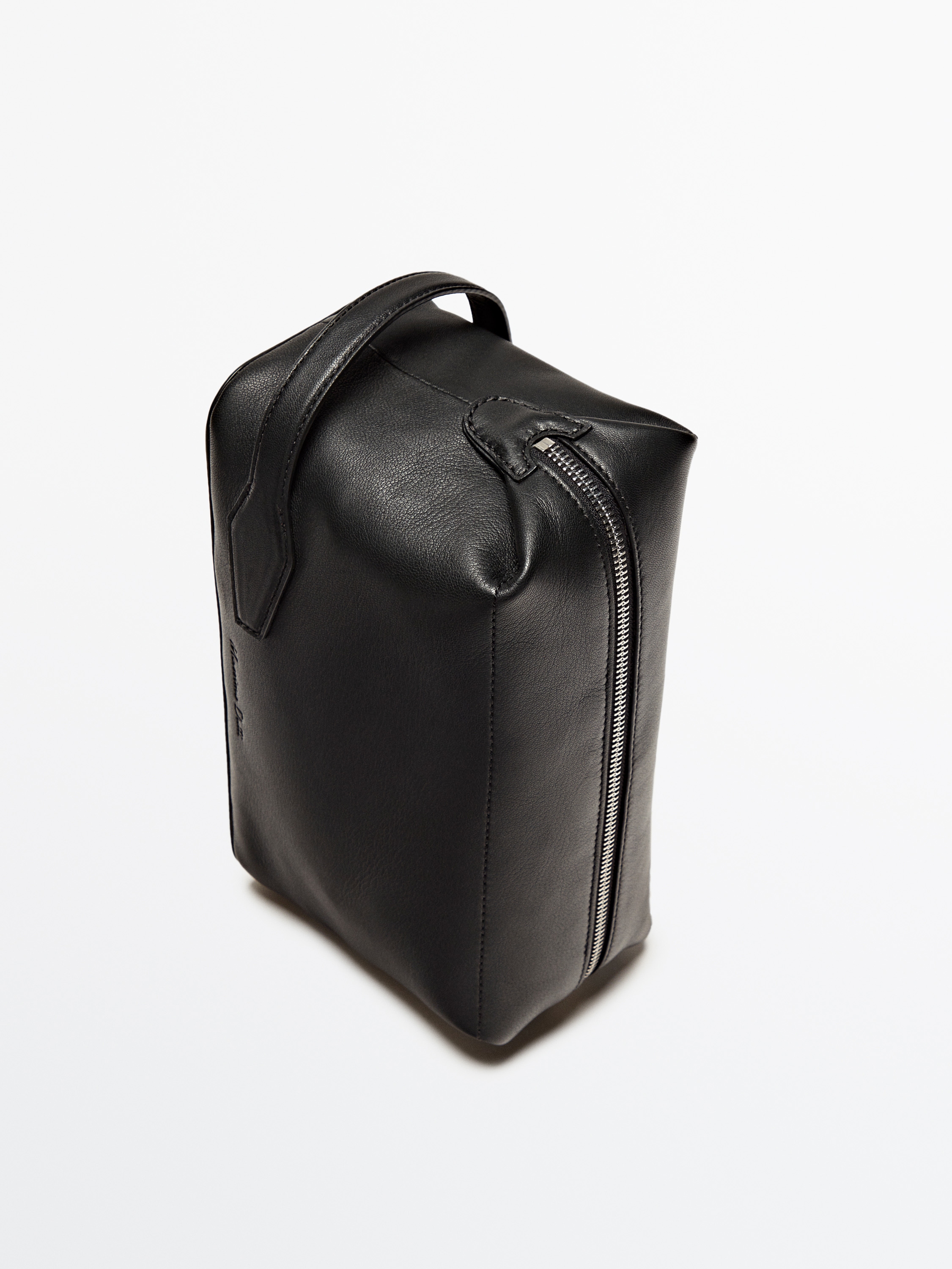 Nappa leather toiletry bag with zip