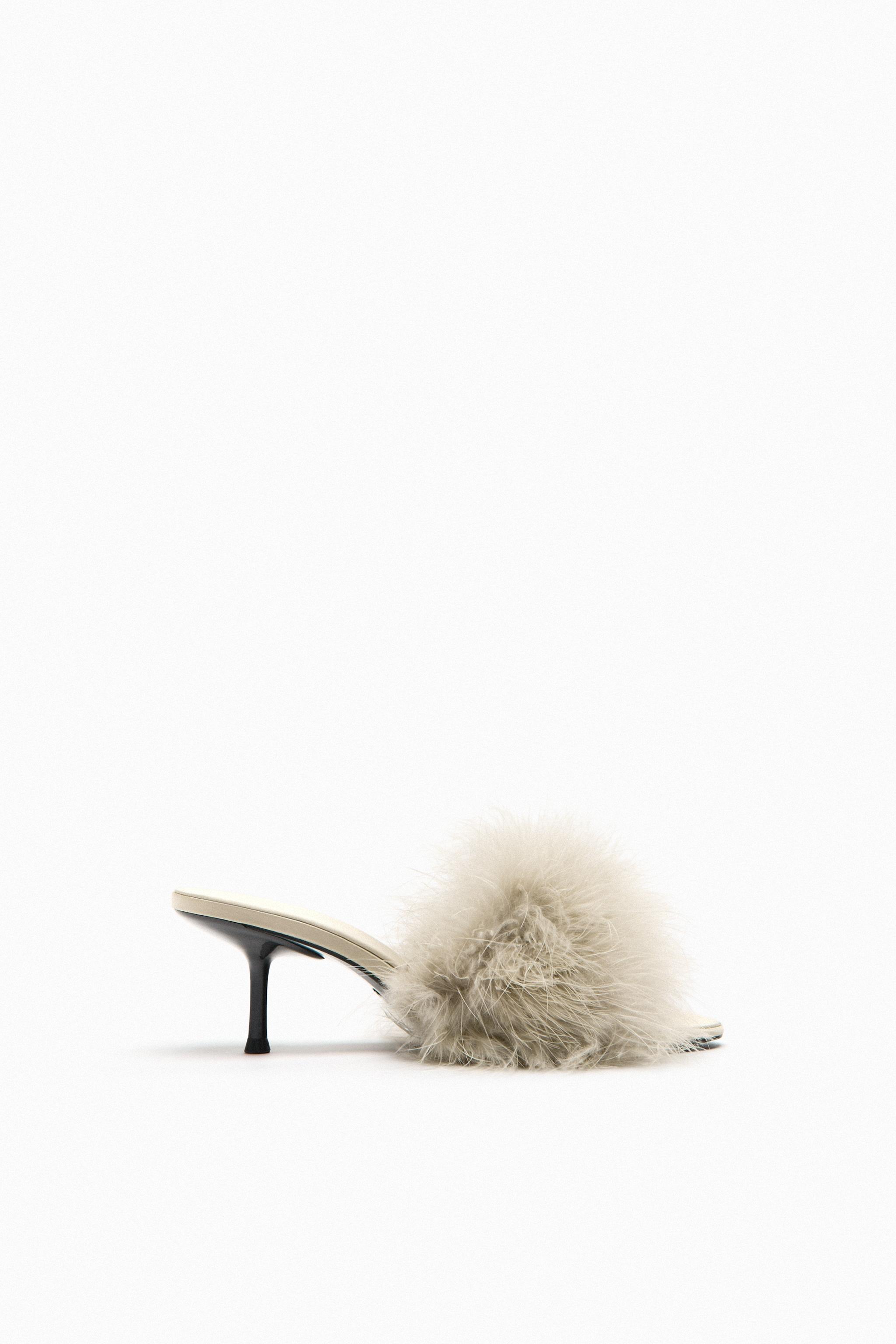 Zara fur mules cheap