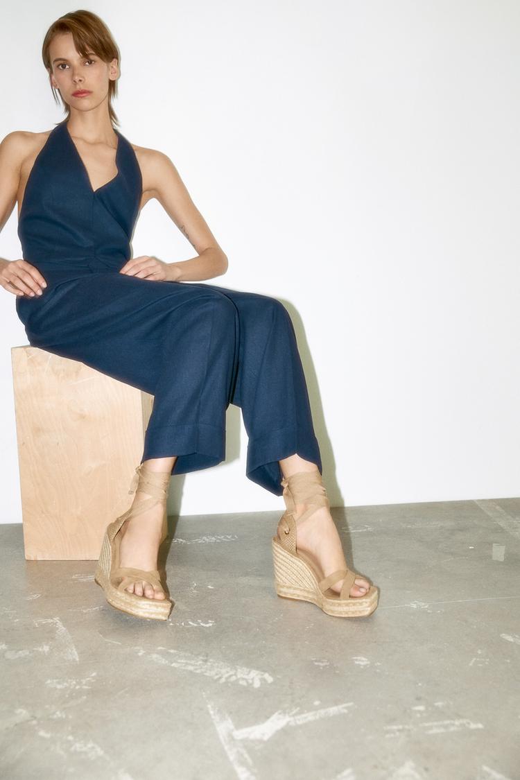 LACE UP WEDGE SANDALS