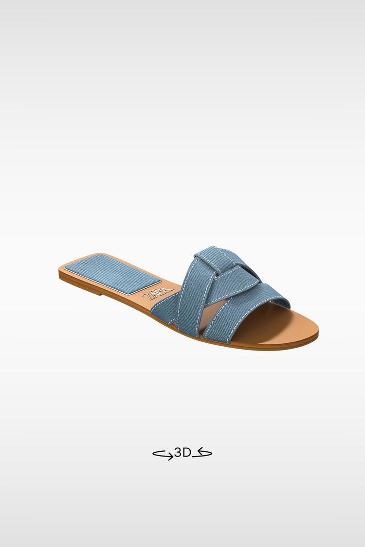 FLAT DENIM SLIDER SANDALS