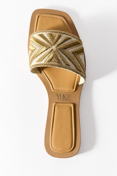 sandales dorées zara