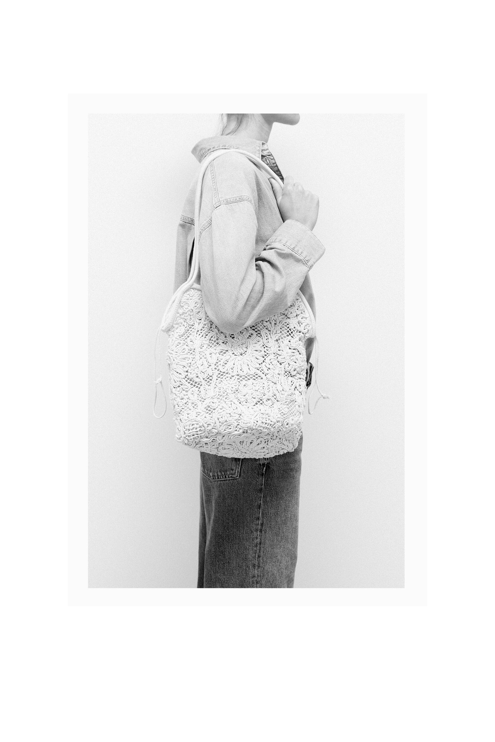 Zara EMBROIDERED TOTE BAG Square One