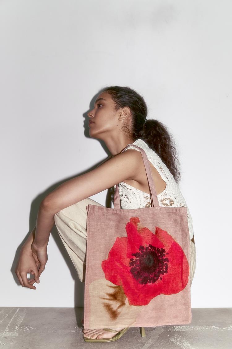 Zara FABRIC TOTE BAG 16239110604