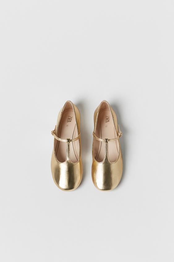 zara chaussures dorees