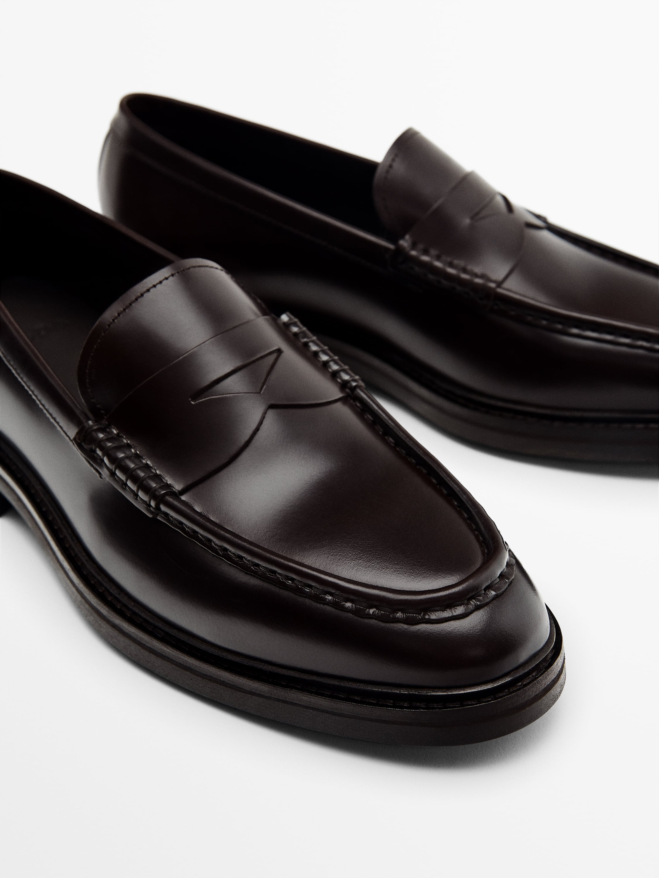 Zara Brown leather penny loafers | Square One