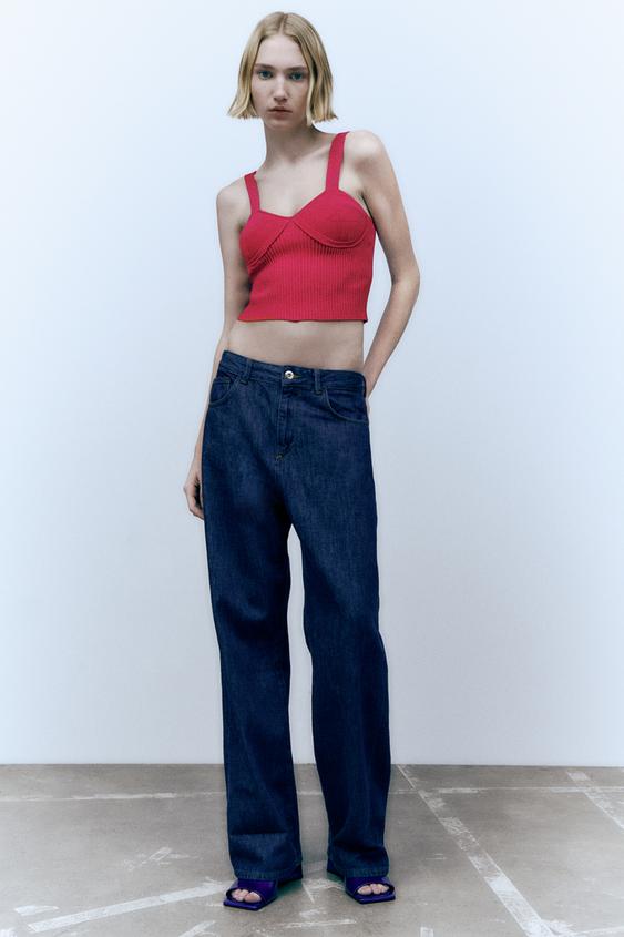 KNIT CORSET TOP Fuchsia ZARA New Zealand
