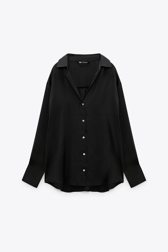 SATIN SHIRT Black ZARA South Africa