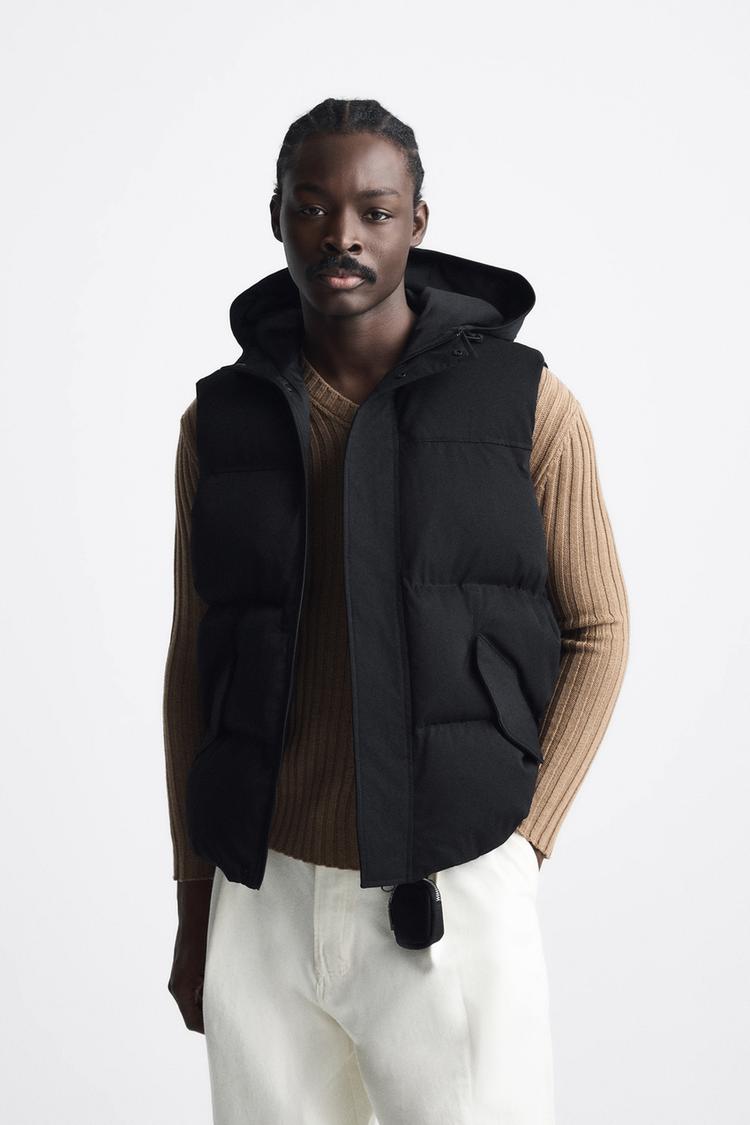 Zara PADDED GILET WITH HOOD 04302411800
