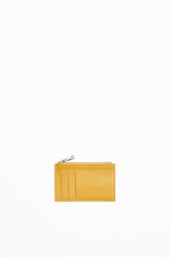 LEATHER CARD HOLDER WALLET Yellow ZARA New Zealand
