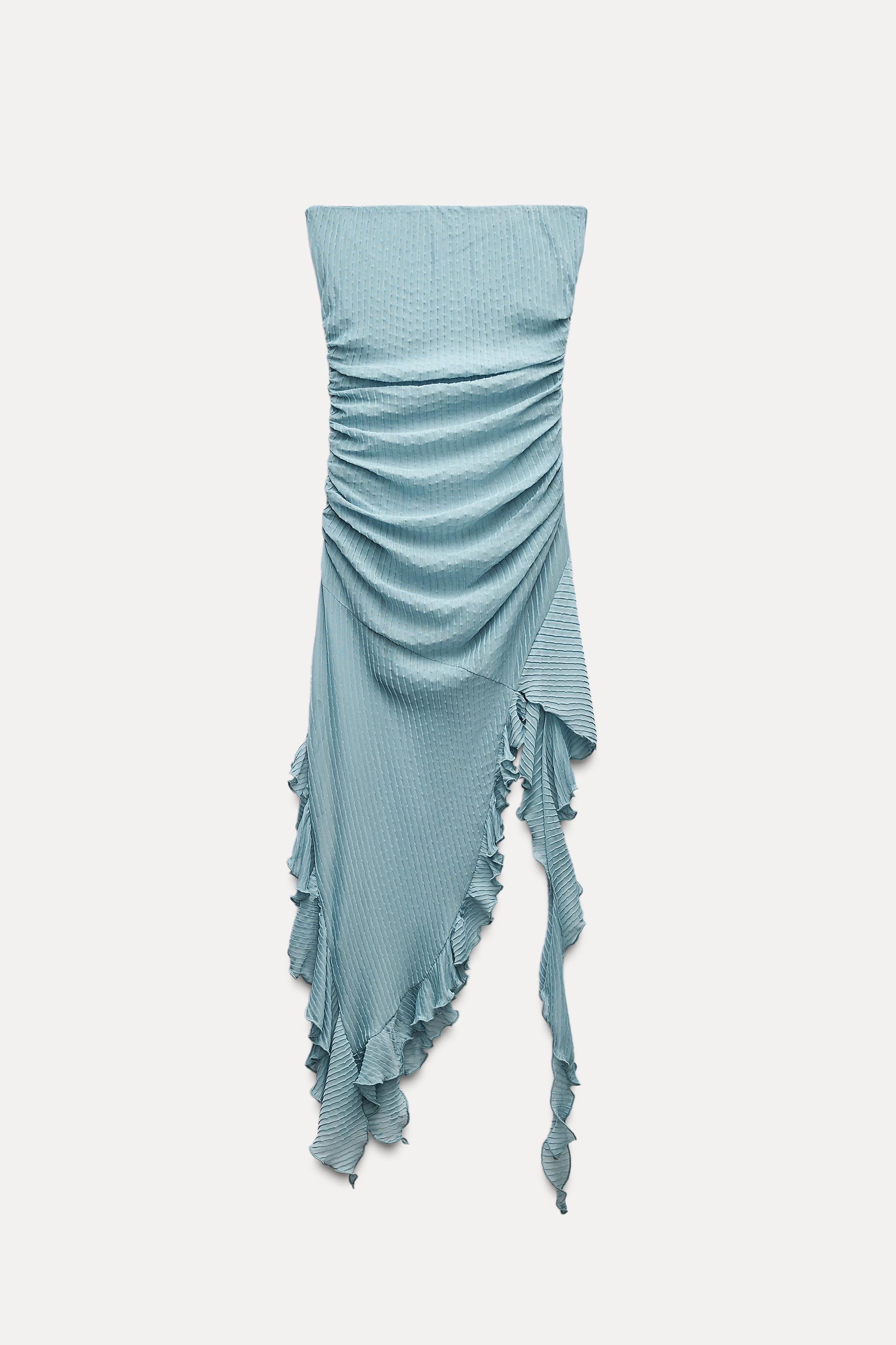 open lace back dress Zara Blue Pleated Dress Size 12  Follow The Clothes