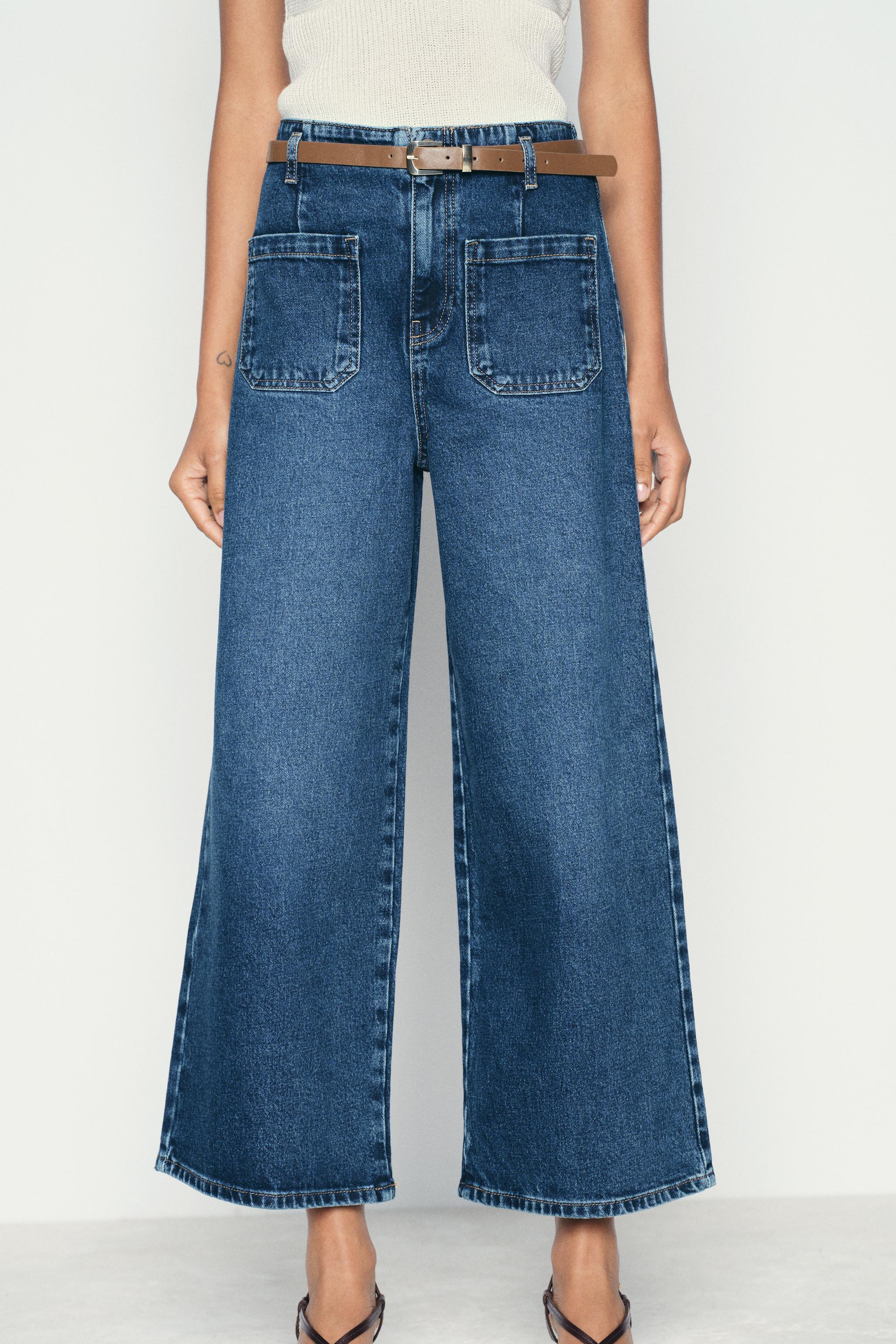 Zara Z1975 BELTED HIGH RISE CROPPED WIDE LEG JEANS | Square One Zara Z1975 BELTED HIGH RISE CROPPED WIDE LEG JEANS | Square One
