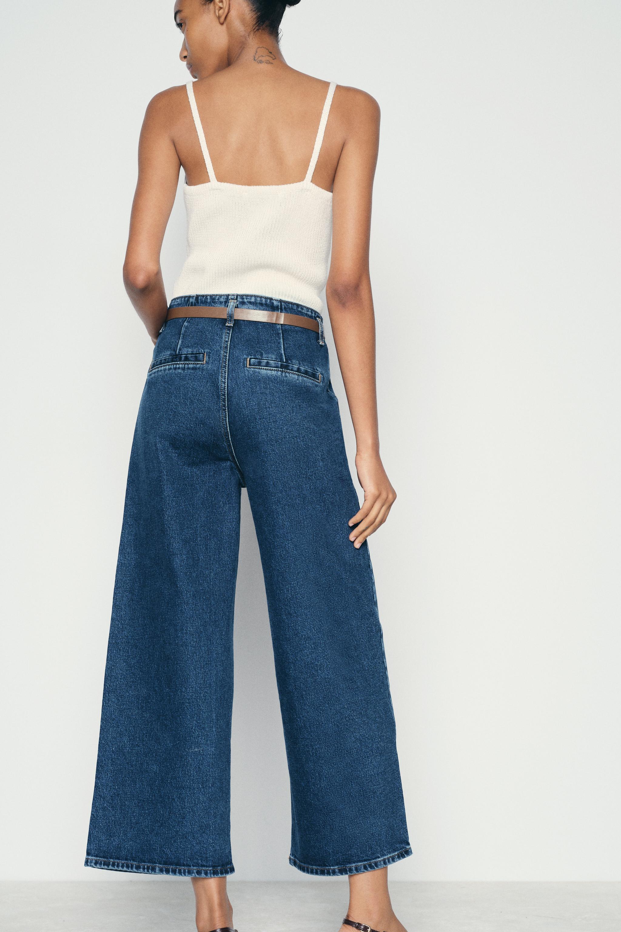 Zara Z1975 BELTED HIGH RISE CROPPED WIDE LEG JEANS | Square One Zara Z1975 BELTED HIGH RISE CROPPED WIDE LEG JEANS | Square One