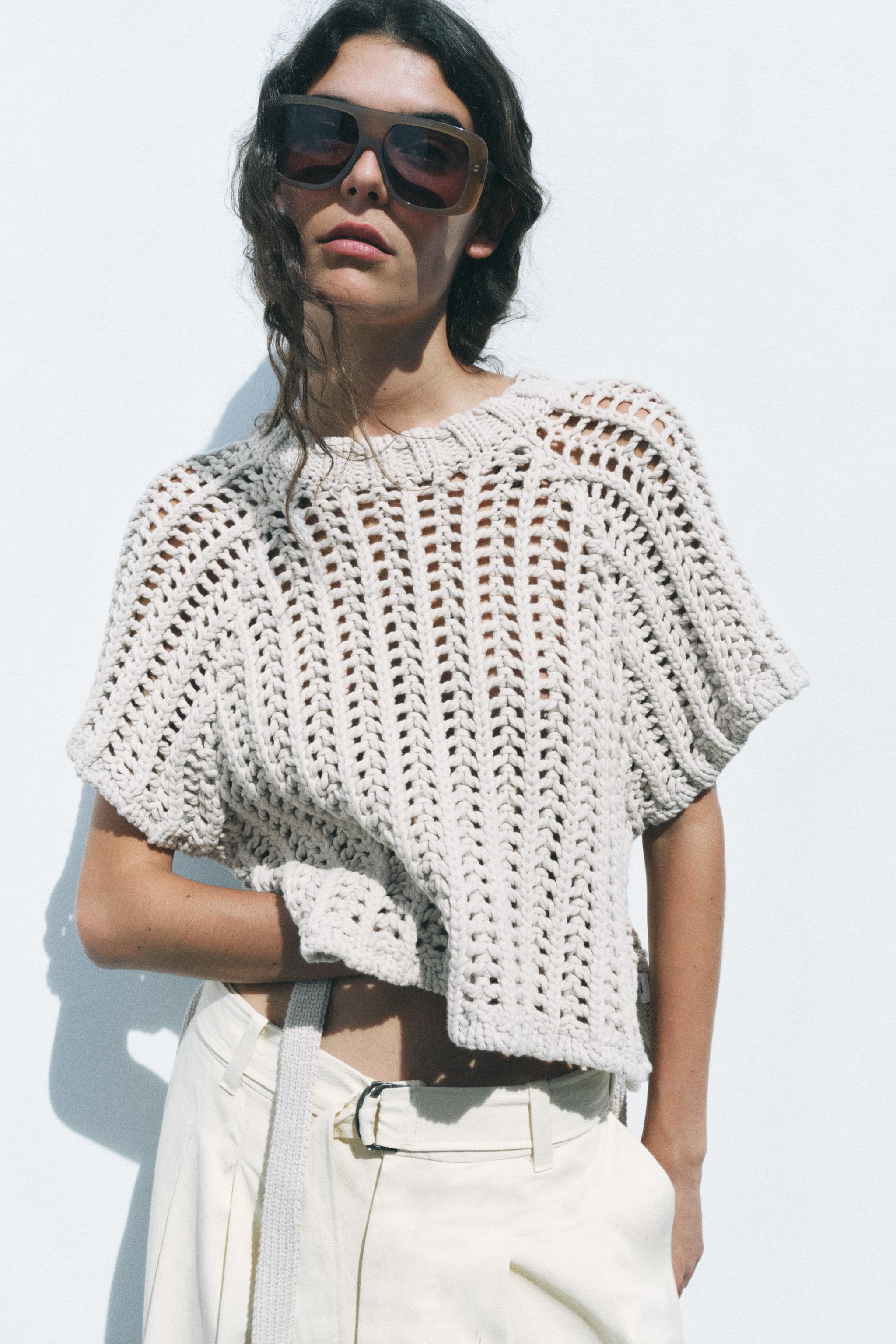 Zara THICK KNIT TOP WITH SIDE TIES | Yorkdale Mall