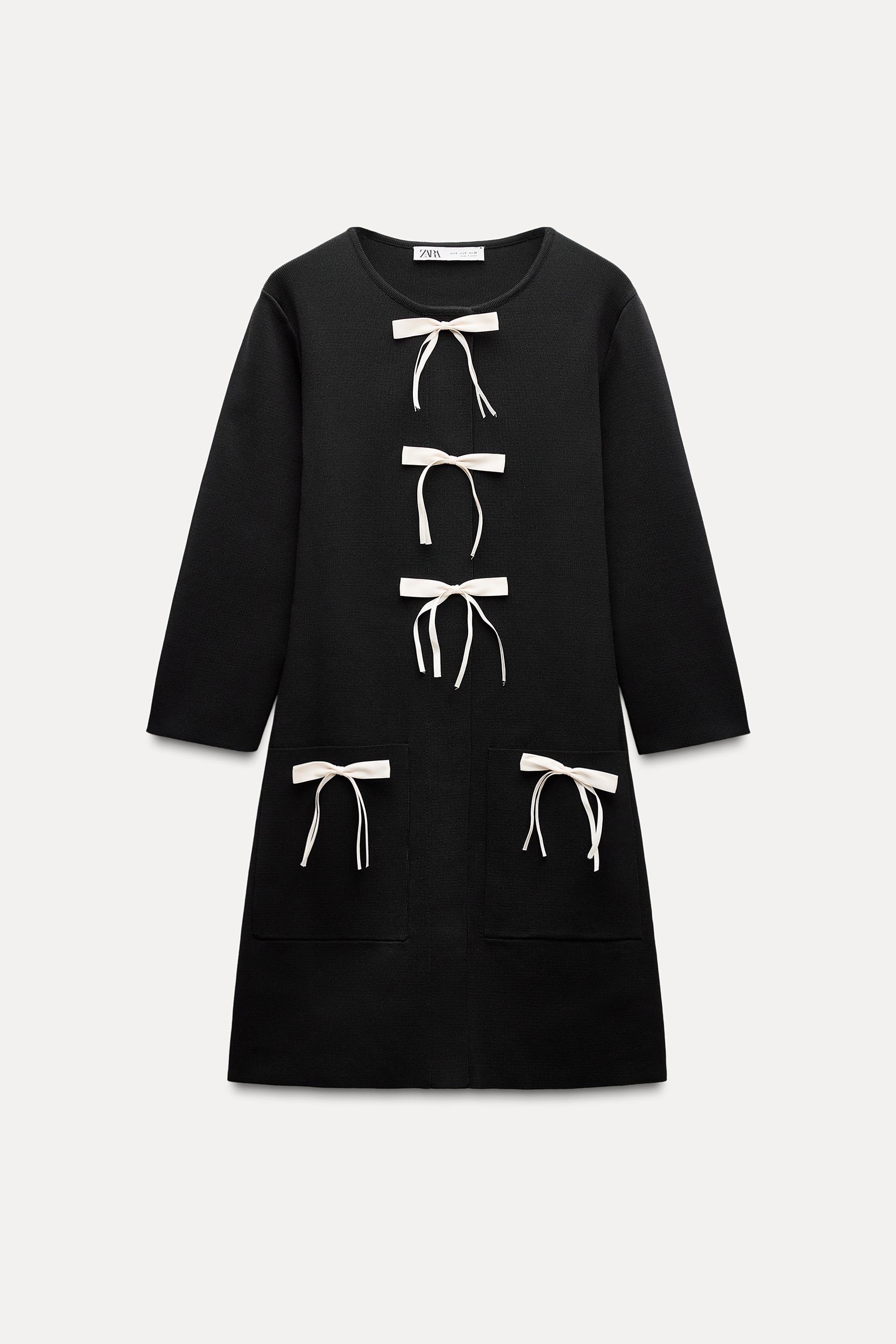black and white knit dress zara NEW ZARA The Knitwear Collection BLACK SHORT SLEEVES KNIT BLACK DRESS SZ M