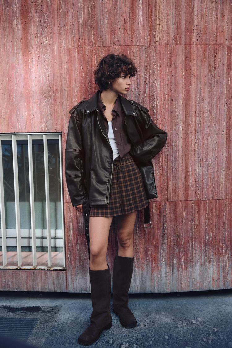 MINI CHECKED PLEATED SKIRT