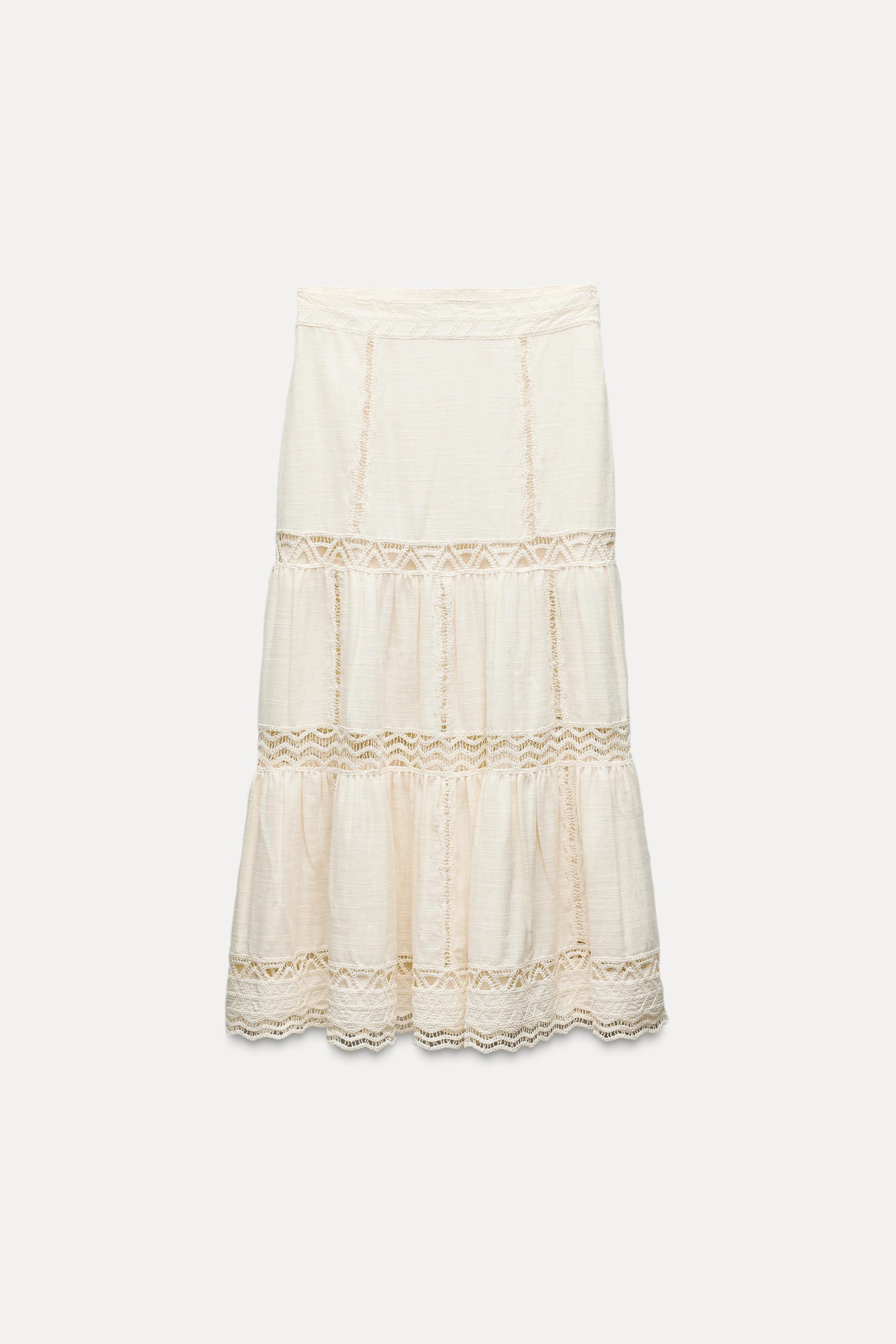 Dentelle de Mirecourt(レース　洋書) Compare CONTRASTING WAIST WRINKLED SKIRT ZW COLLECTION