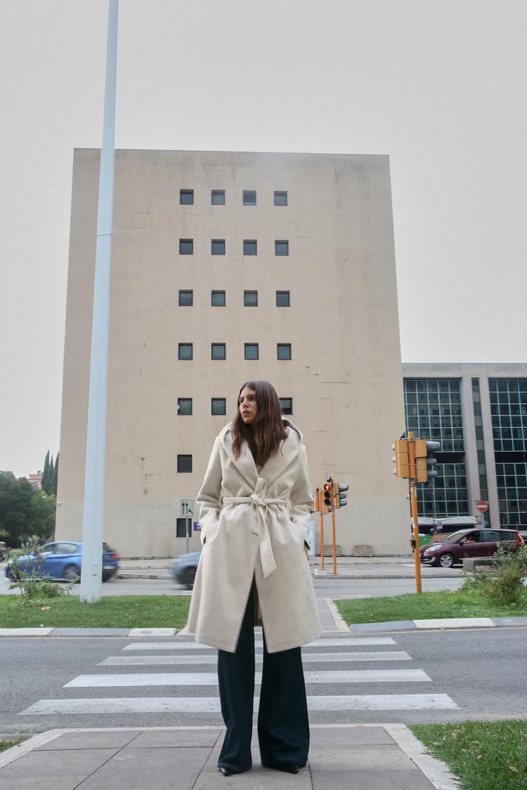 BELTED SOFT HOODED COAT