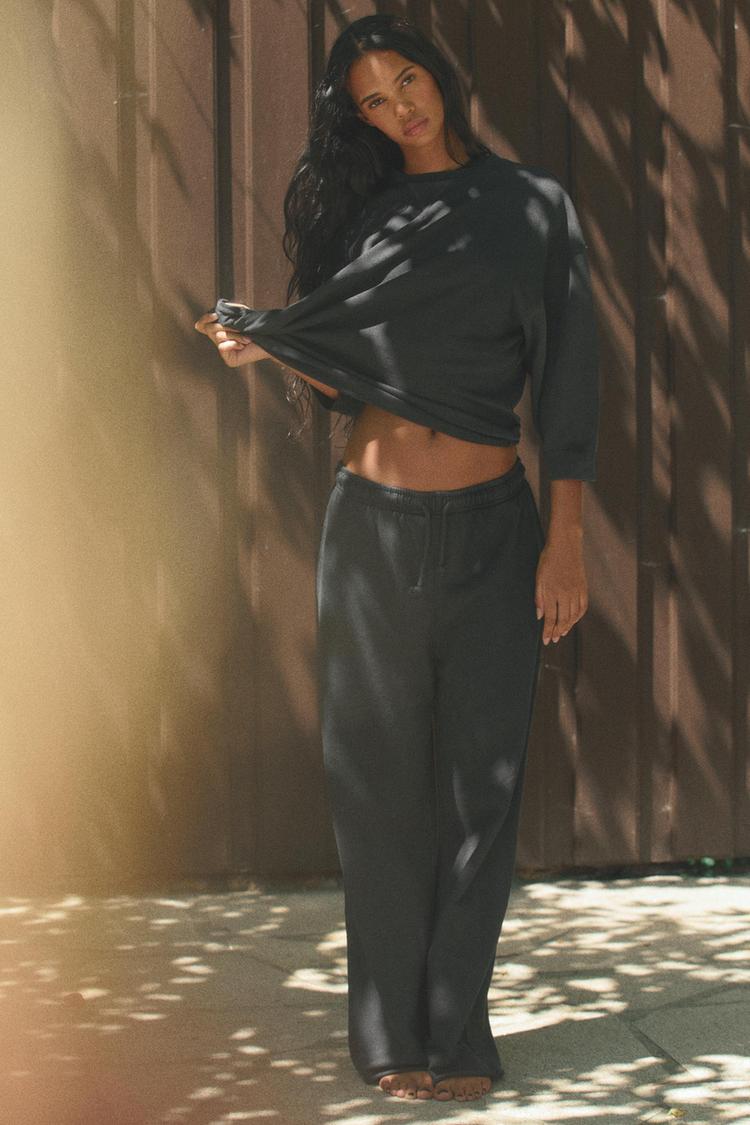 WASHED EFFECT PLUSH JOGGER PANTS