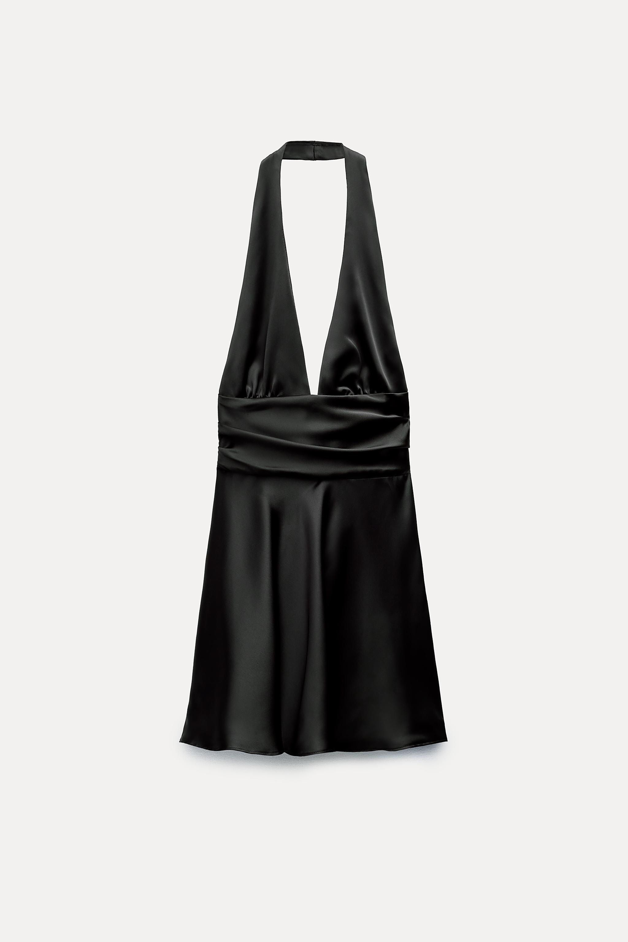 Zara SATIN EFFECT HALTER DRESS | Yorkdale Mall