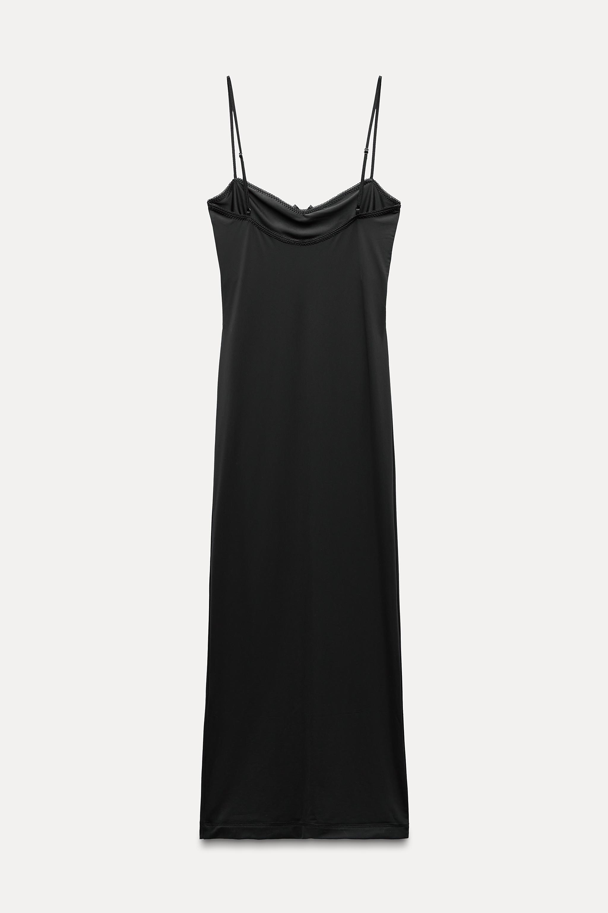 zara long asymmetric polyamide dress ZARA ASYMMETRIC SATIN MIDI DRESS 6290/- Sizes:XS-XL Model height: 176 cm  Asymmetric neckline dress with sleeveless design and gathered detail on the  shoulders. Featuring a back slit and knot detail. Invisible side
