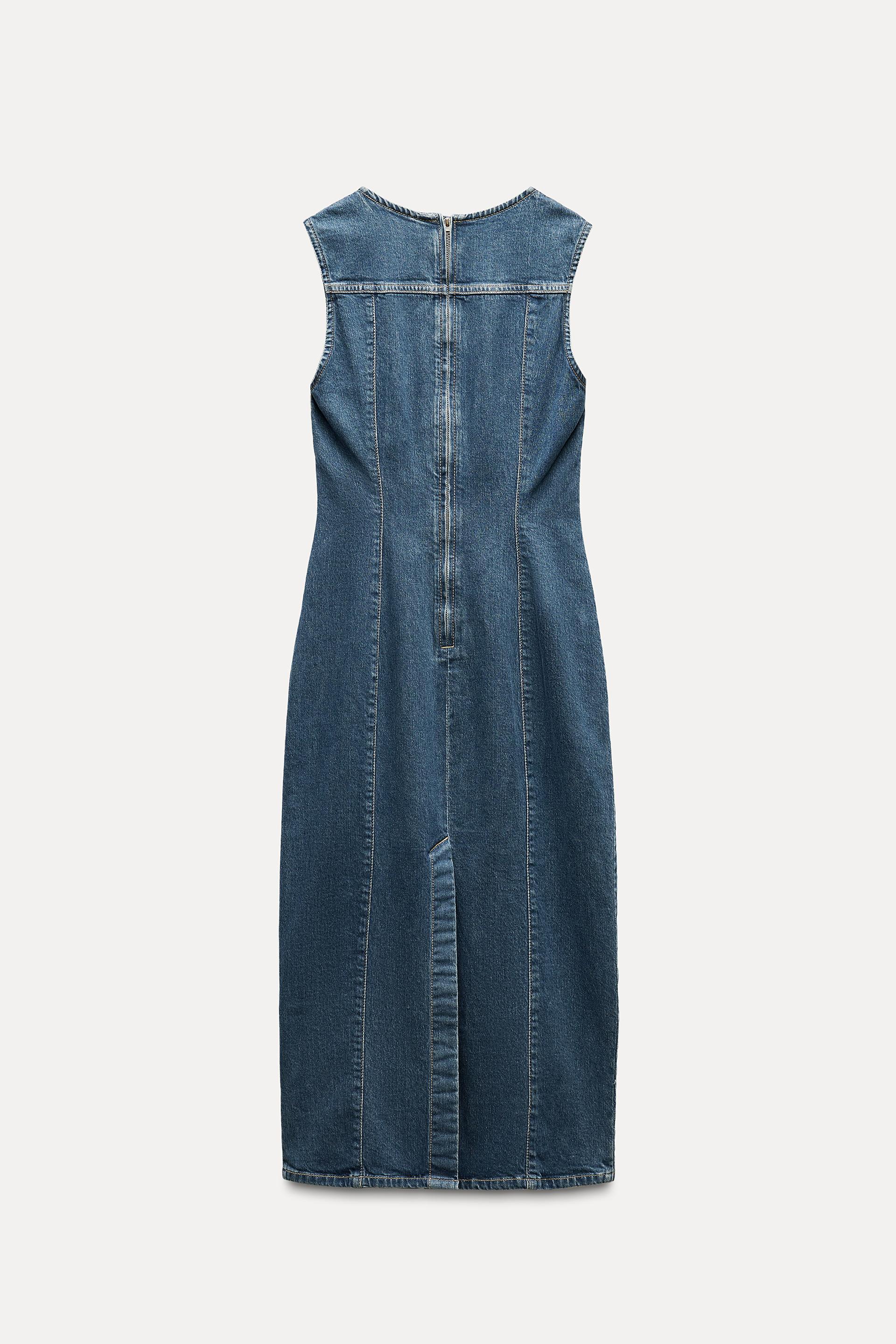 trf denim midi dress zara Zara TRF Denim Midi Dress by Zara
