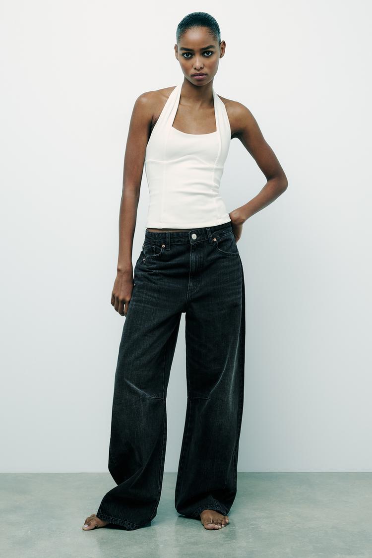 STRETCH PLEATED HALTER TOP