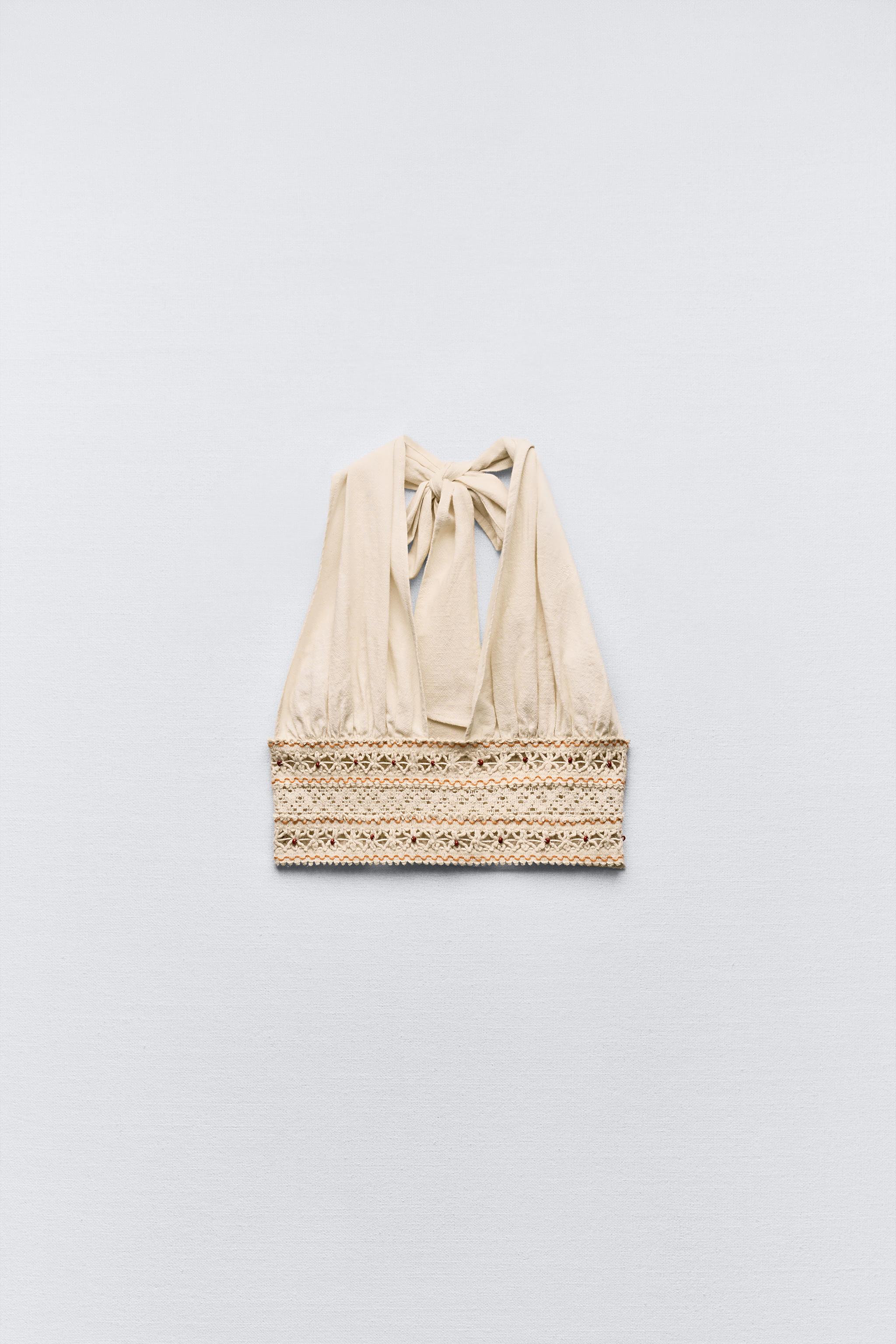 MIXED CROCHET TOP WITH BEADS