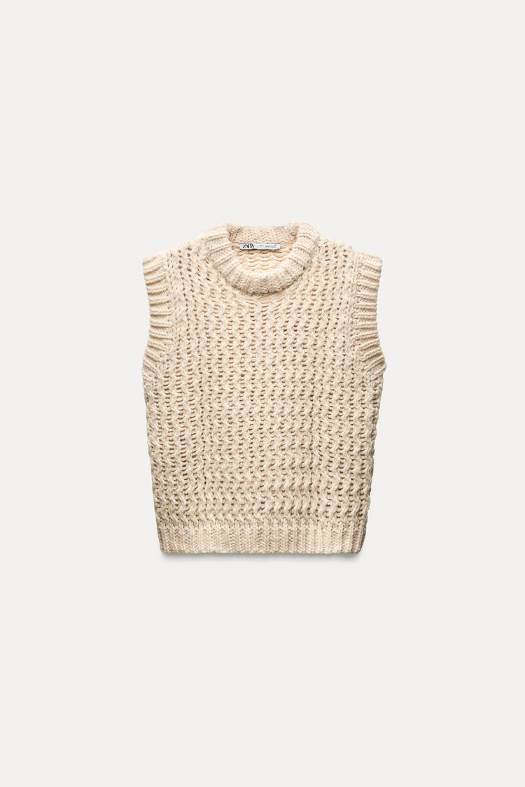 TEXTURED KNIT SWEATER VEST
