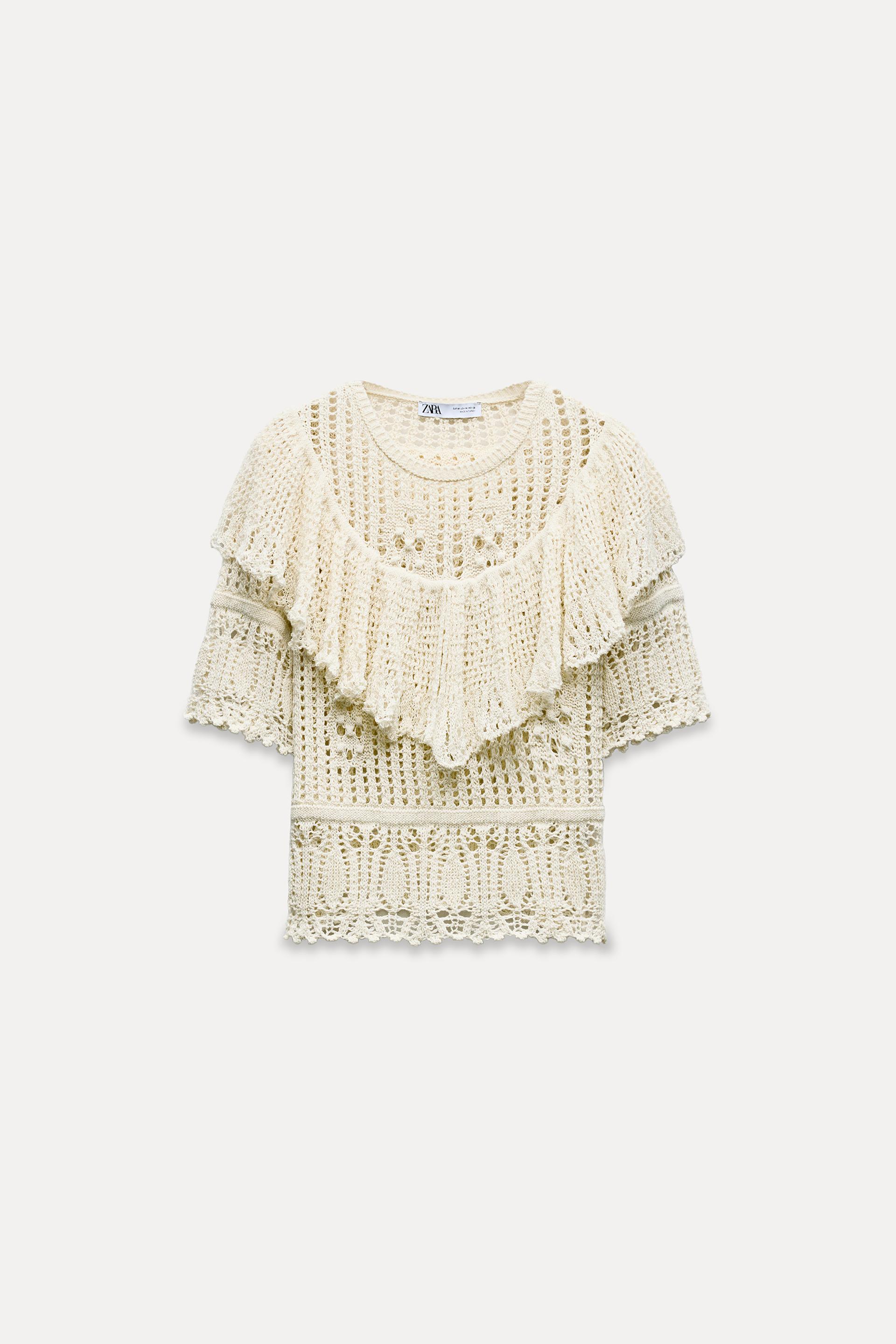 Zara Pink Ruffle Romatic Top Zara Romantic Ruffle Knit Top International Shipping