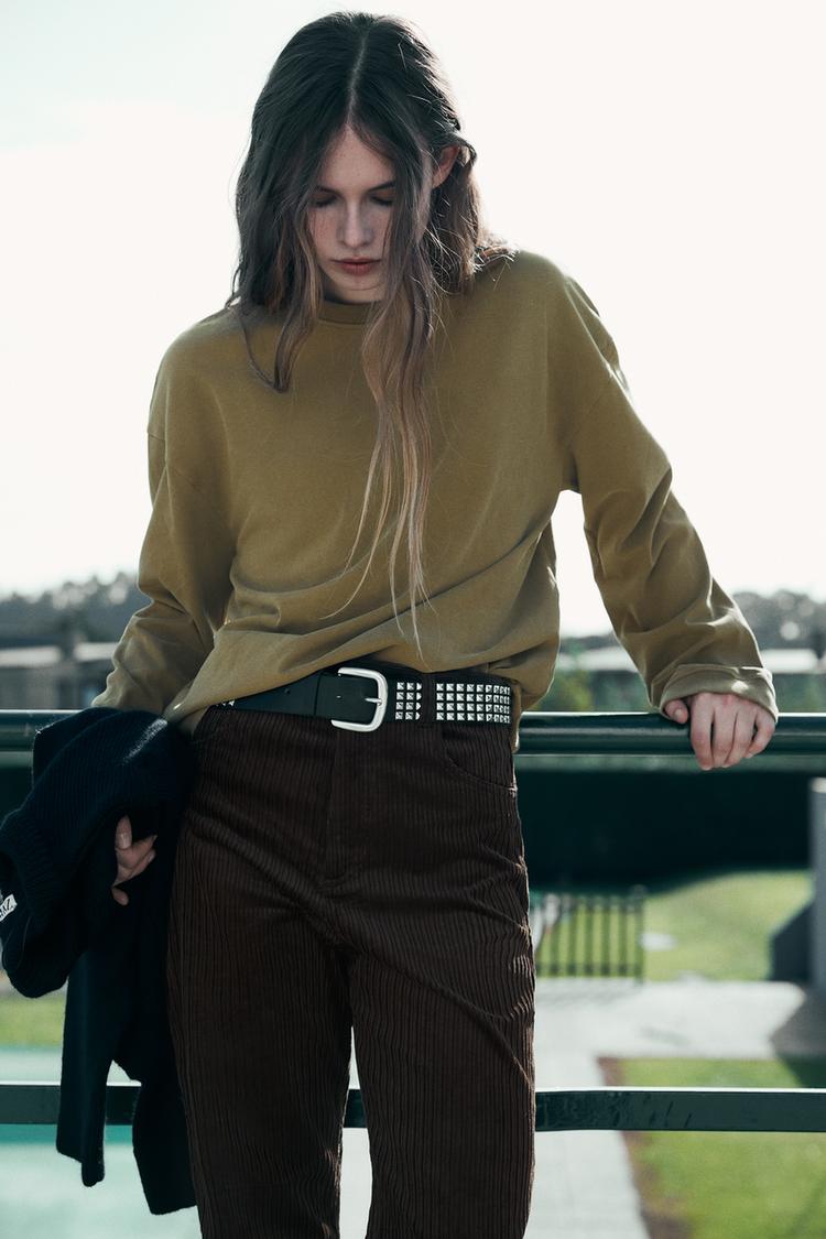 WASHED EFFECT LONG SLEEVE T-SHIRT