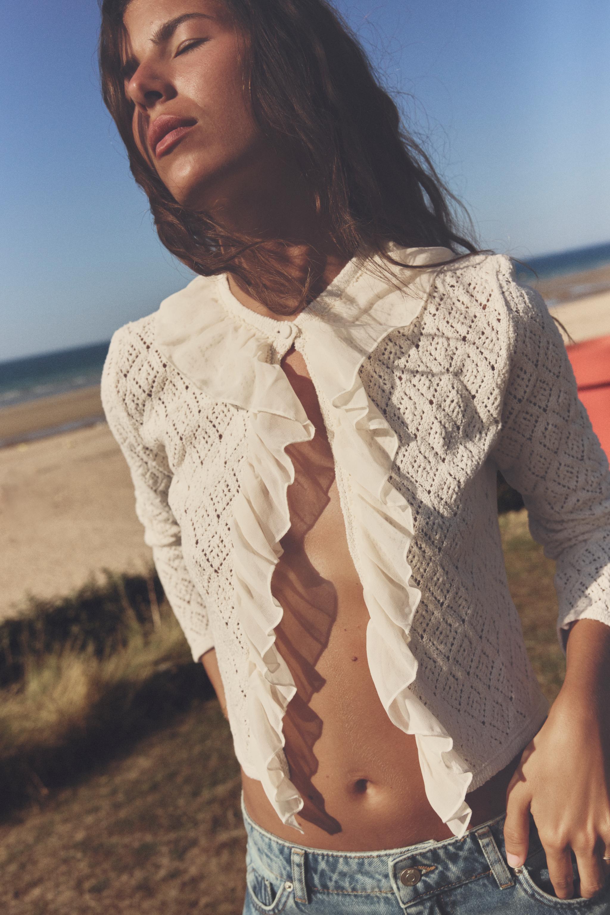Zara MIXED RUFFLED KNIT CARDIGAN | Mall of America®