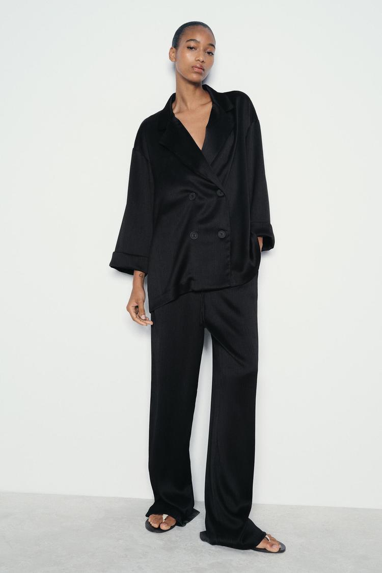 WRINKLE LOOK DOUBLE BREASTED BLAZER