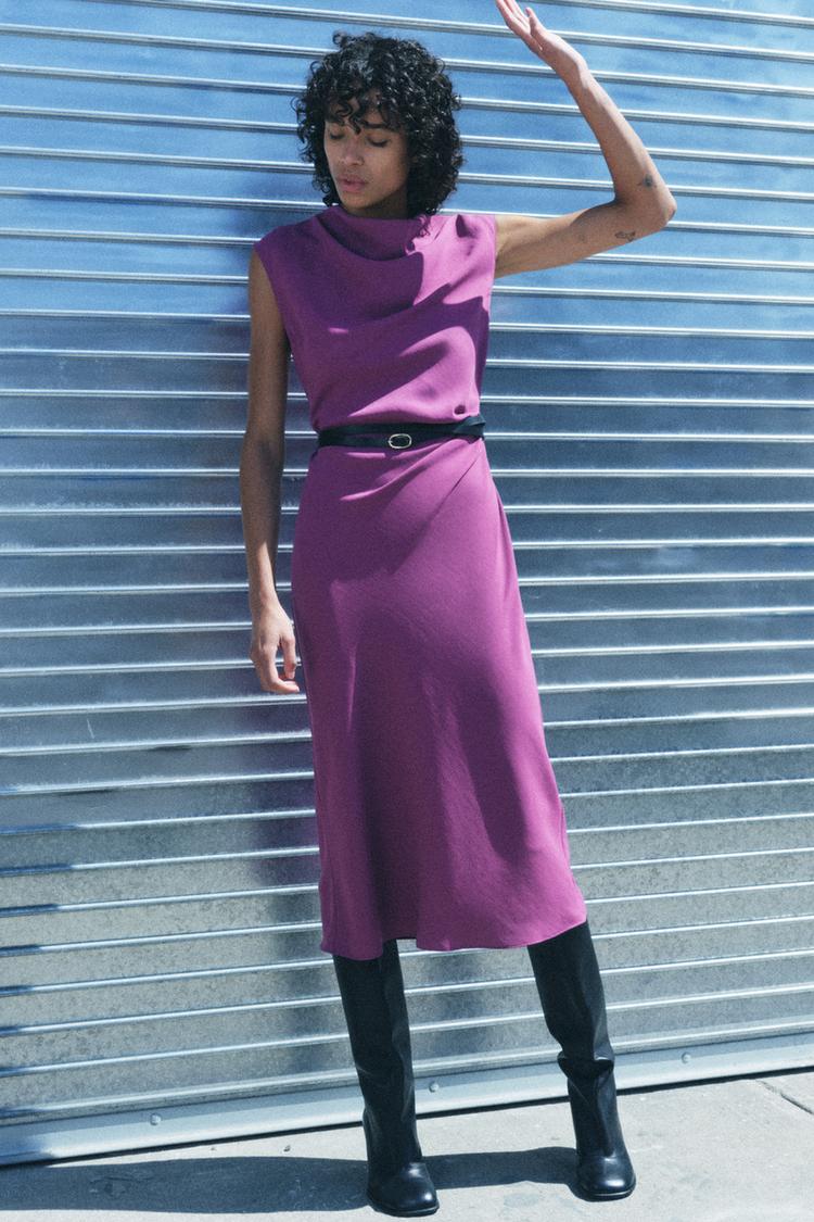 zw collection belted midi dress ZARA NEW WOMAN MIDI BELTED ZW COLLECTION POPLIN DRESS BROWN XS-XXL 2640/259/700